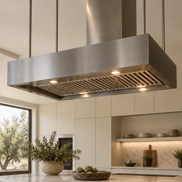 Illustrative sculptural island hood